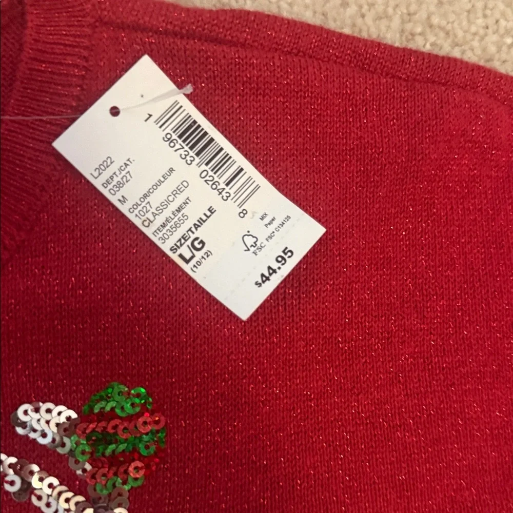 Girls red sparkly reindeer Christmas dress NWT size 10–12